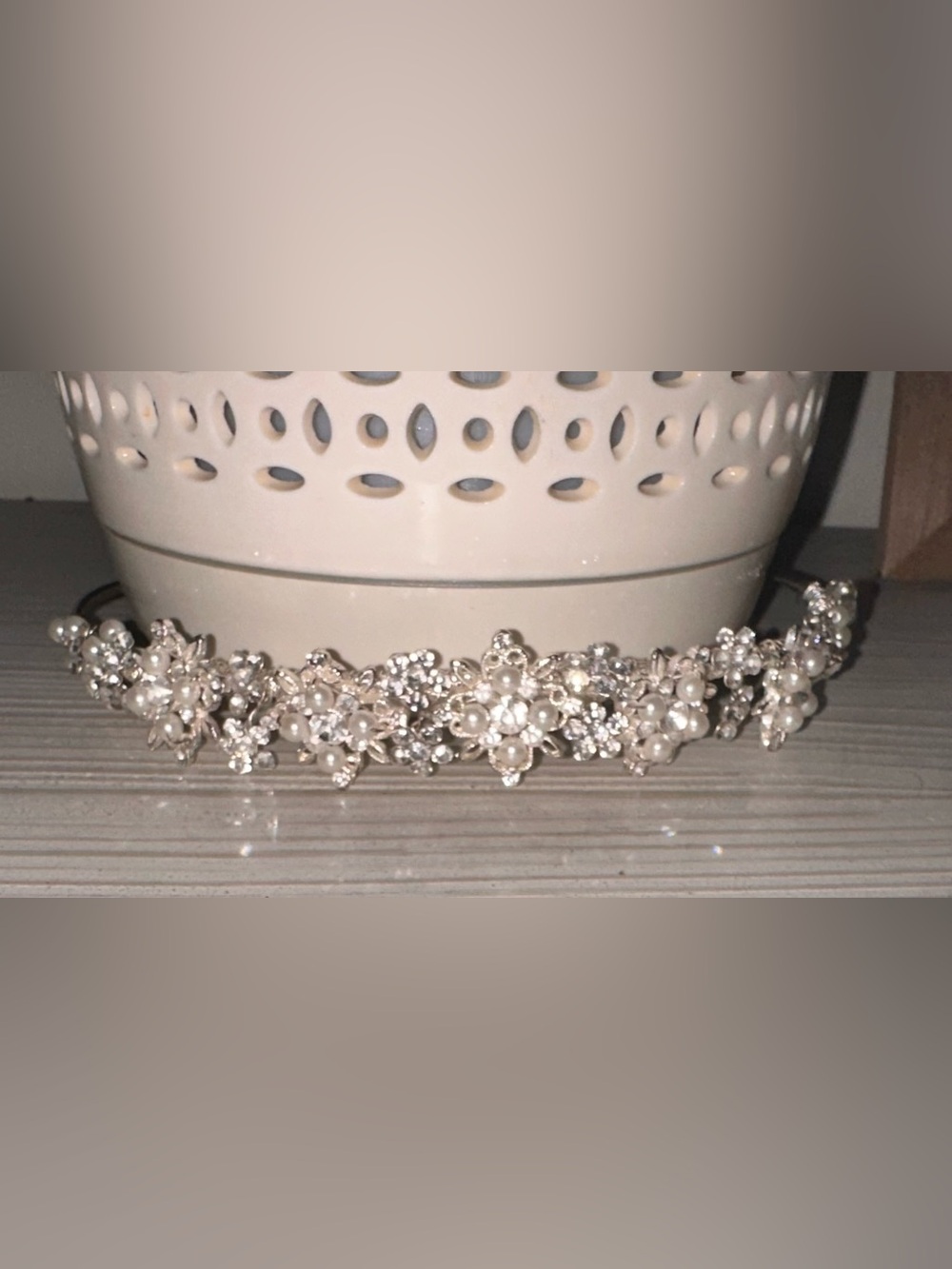 Crystal and Pearl Bridal Headband - Silver - Picture 2 of 5
